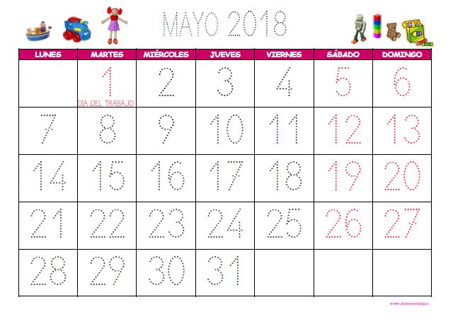 Calendario infantil punteado